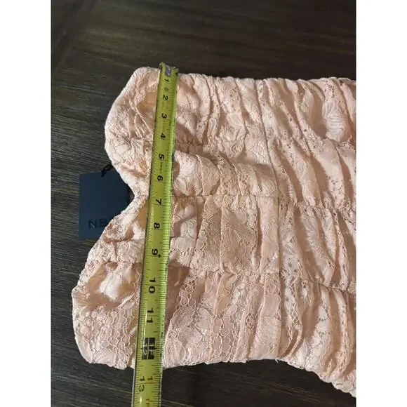 NBD Dainty Lace Dress Womens XS Pink Floral Strapless Ruffle Gown Maxi Romantic - Picture 8 of 14